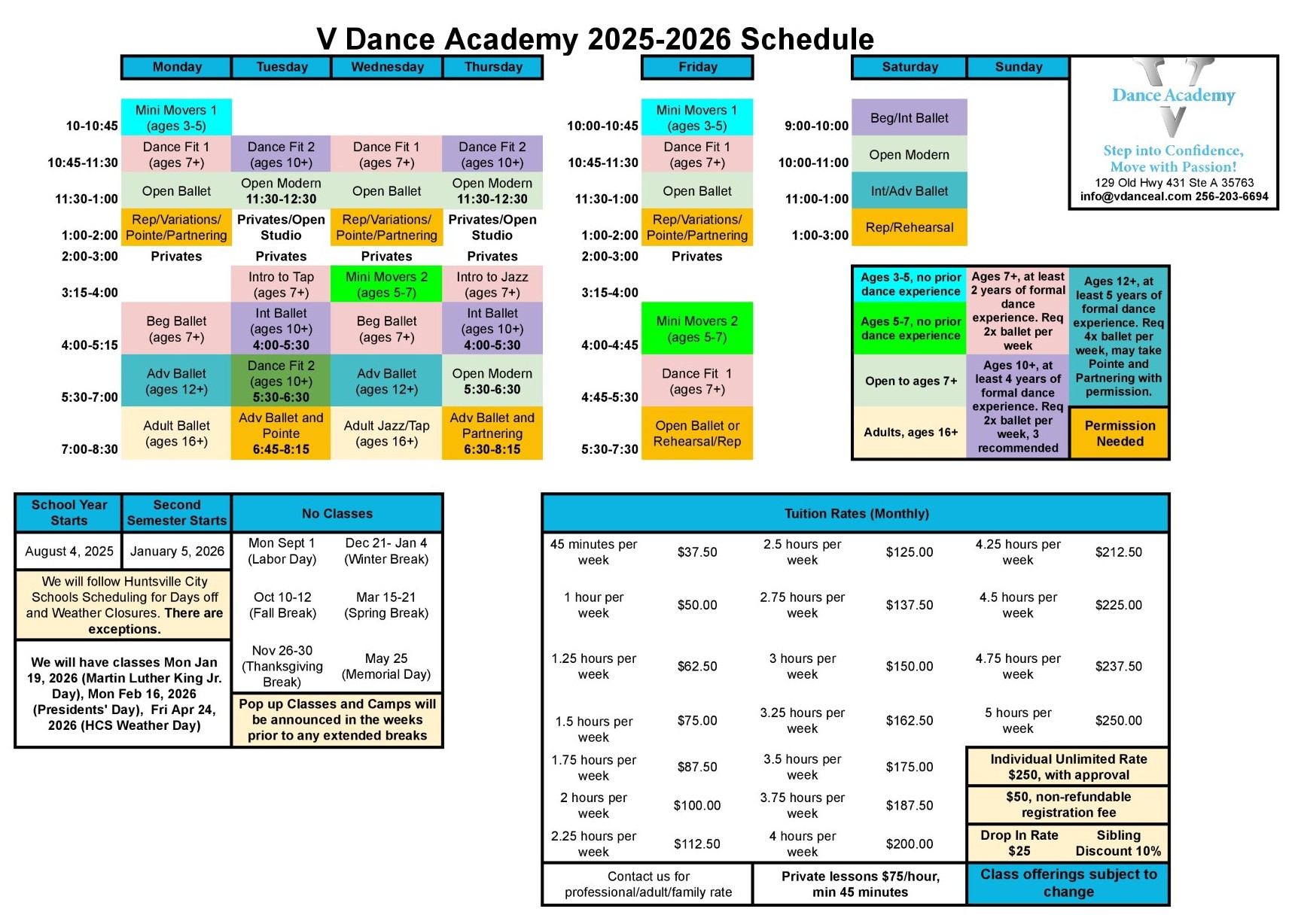 Fall 2025 schedule