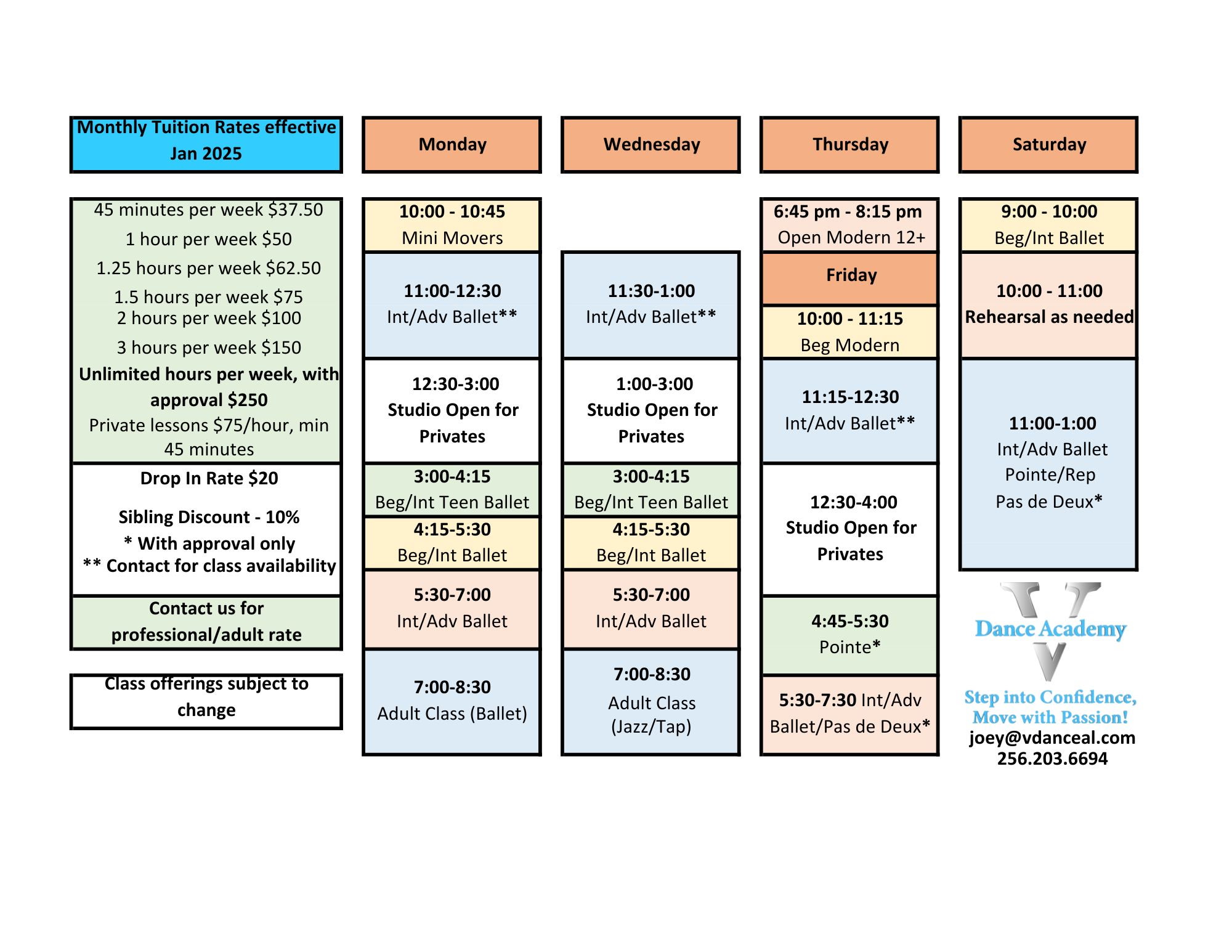 Summer 2025 schedule